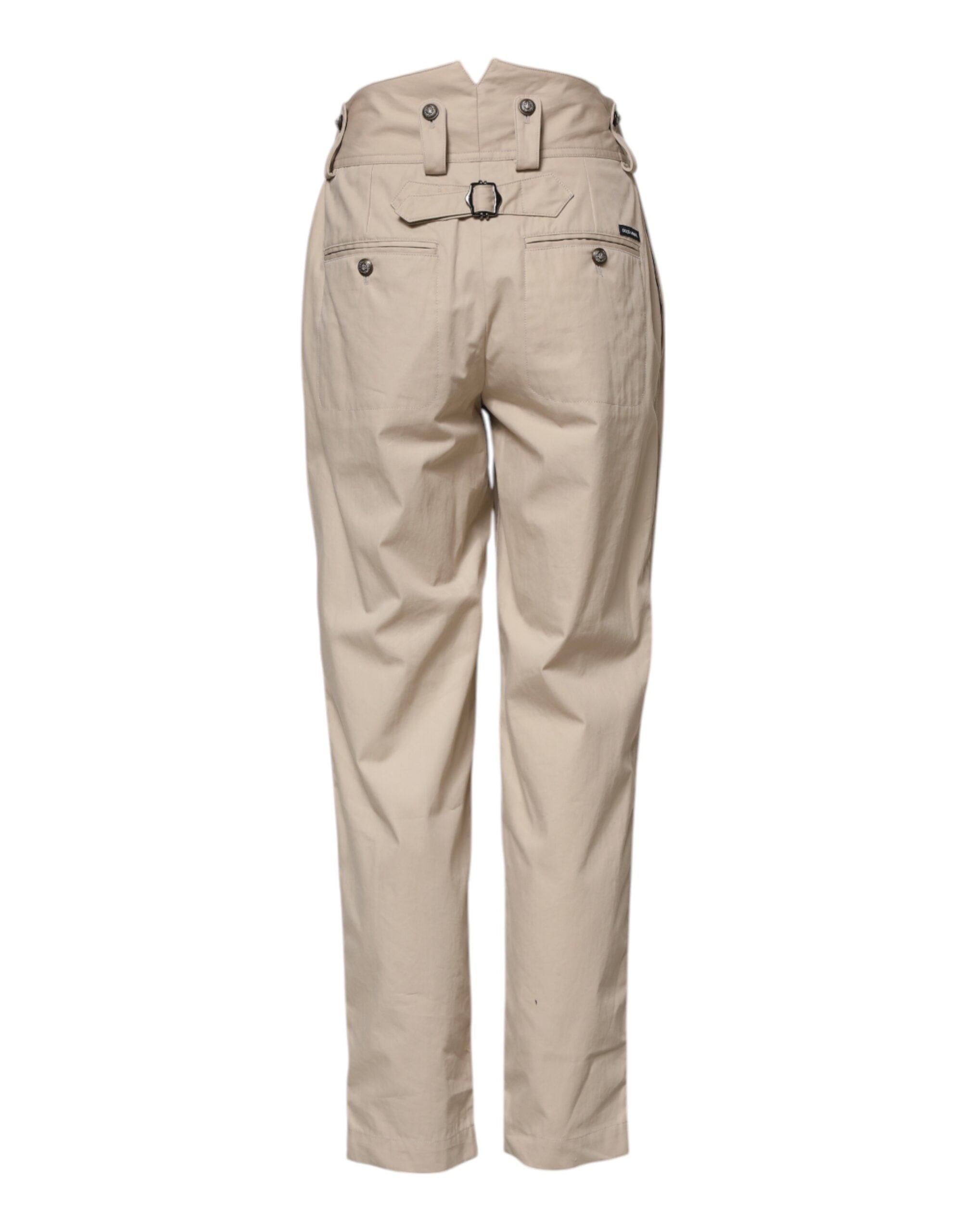 Beige High-Waist-Hose aus Baumwolle