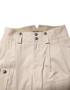 Beige High-Waist-Hose aus Baumwolle