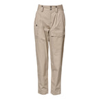 Beige High-Waist-Hose aus Baumwolle