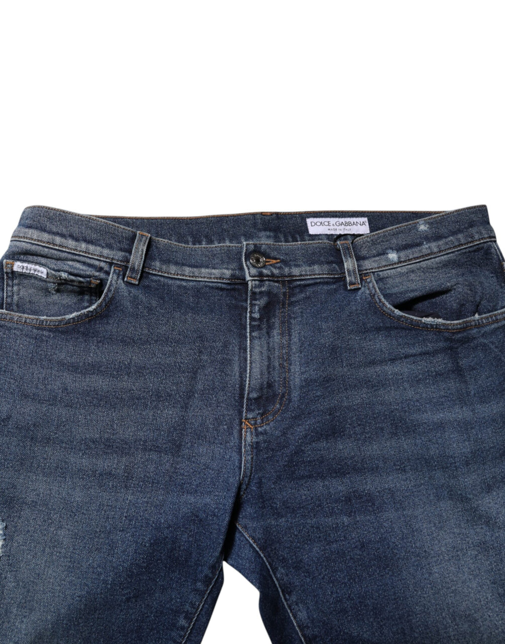 Blue Cotton Mid Waisted Straight Denim Jeans