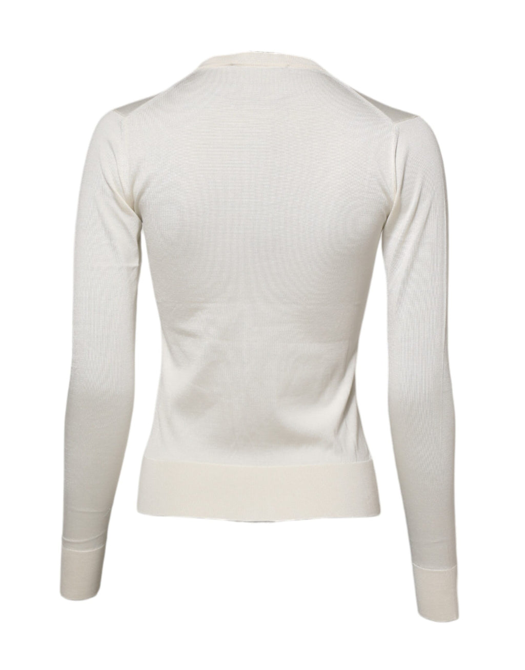 Cardigan sweater in white silk with lily embroidery