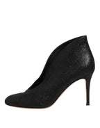 Metallic Black Pump Stiletto Heels Shoes