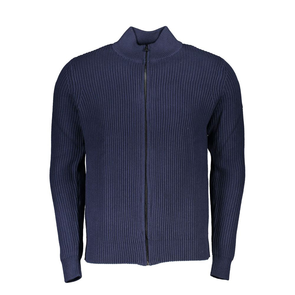 Herrenstrickjacke aus blauer Baumwolle