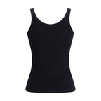 Black Cotton Sleeveles T-Shirt