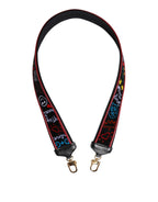 Black Cotton Printed Women Bag Accessory Shoulder Strap