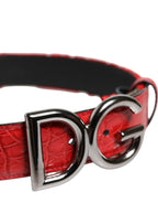 Roter Viskosegürtel mit silberner D&G-Metallschnalle