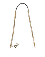 Schulterriemen mit Leopardenmuster in Braun und Gold-Messing-Kette