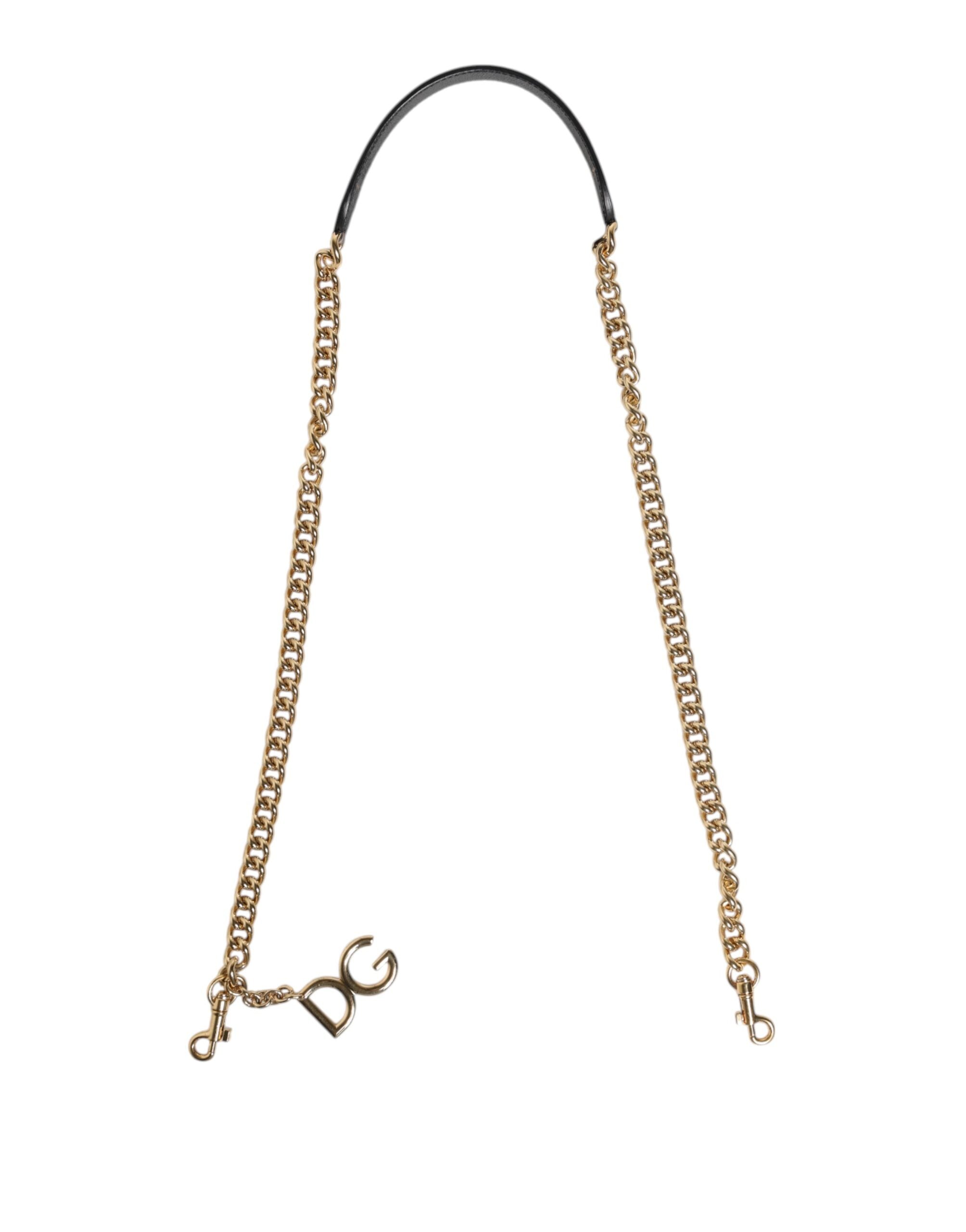 Schulterriemen mit Leopardenmuster in Braun und Gold-Messing-Kette