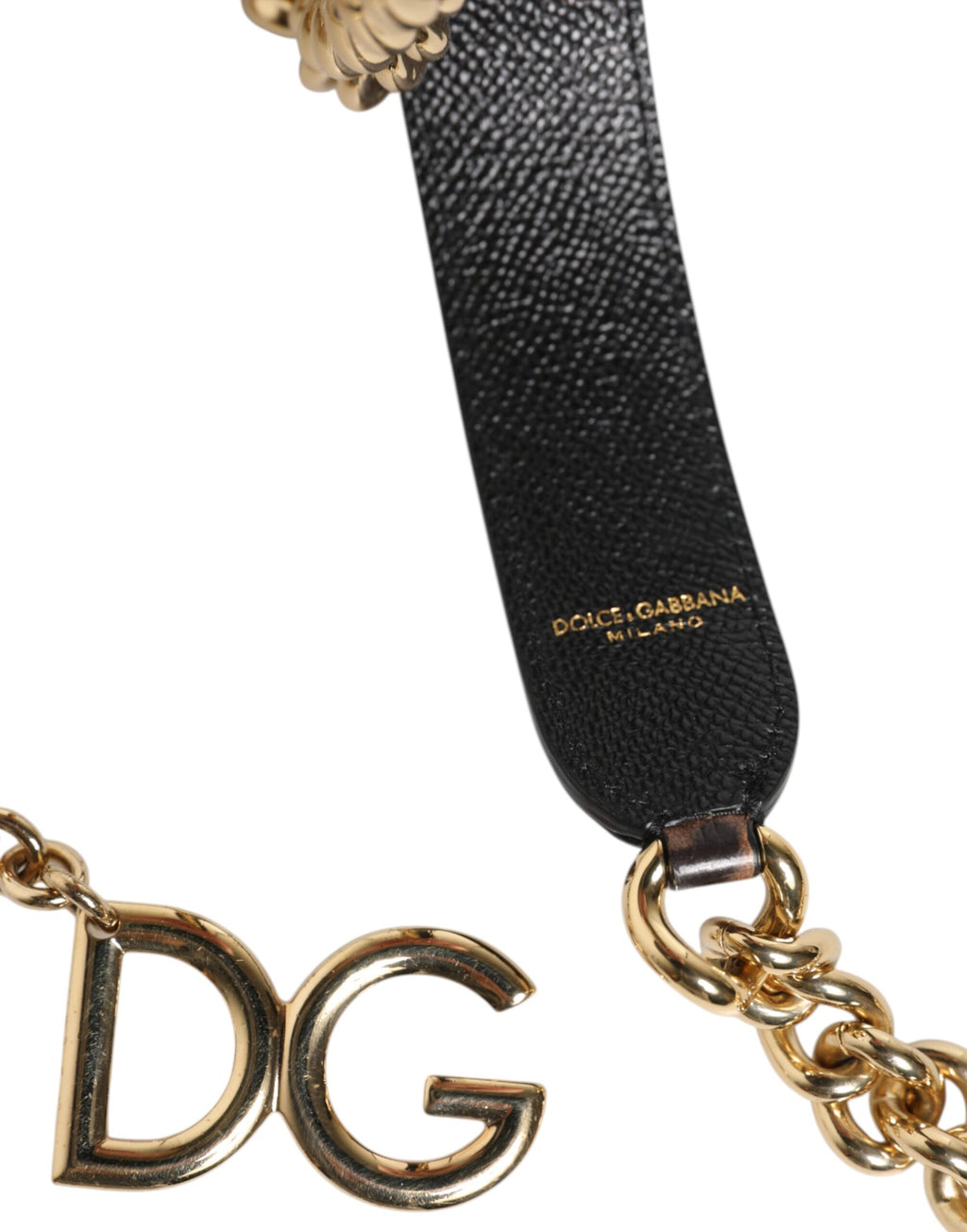 Schulterriemen mit Leopardenmuster in Braun und Gold-Messing-Kette