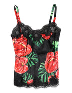 Mehrfarbige Blumen Seide Tank Top Dessous Unterwäsche