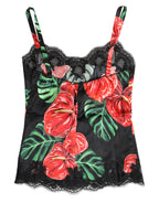 Mehrfarbige Blumen Seide Tank Top Dessous Unterwäsche