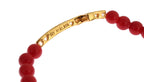 Armband aus 925er Silber mit roter Koralle, Gold und Zirkonia-Kreuz