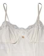 White Lace Gold DG Logo Silk Dress Sleepwear