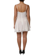 White Lace Gold DG Logo Silk Dress Sleepwear