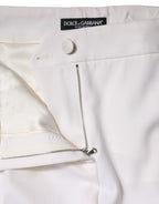 Weiße Wollhose mit schmal zulaufendem Bein und mittlerer Bundhöhe
