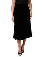 Schwarzer High Waist Fit & Flare Midi-Rock