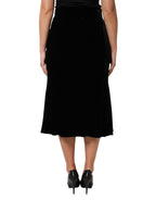 Schwarzer High Waist Fit & Flare Midi-Rock
