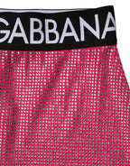 Pink Rhinestone Embellished Logo Mini Skirt