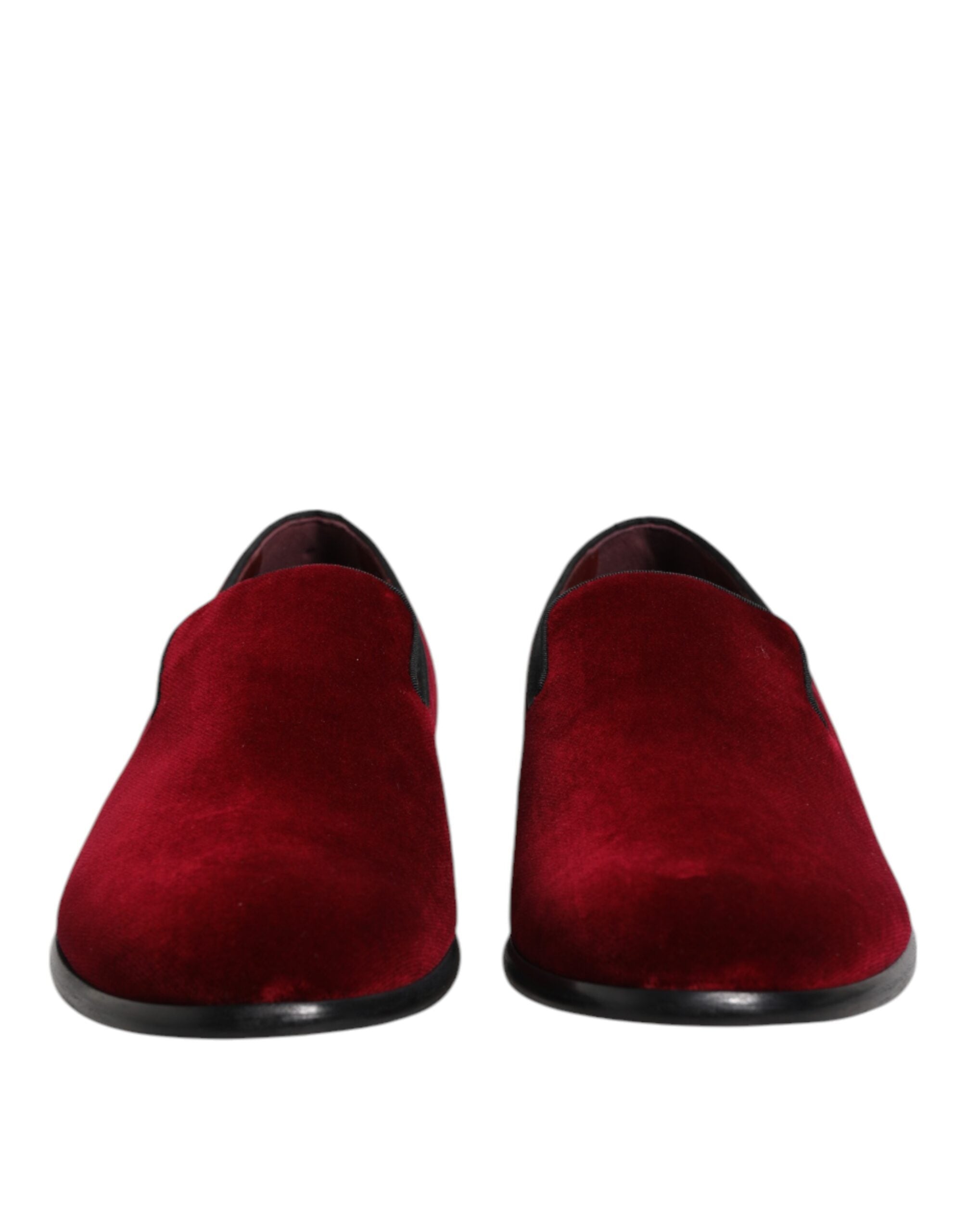 Red Cotton Velvet Slip-On Loafers Formal Shoes