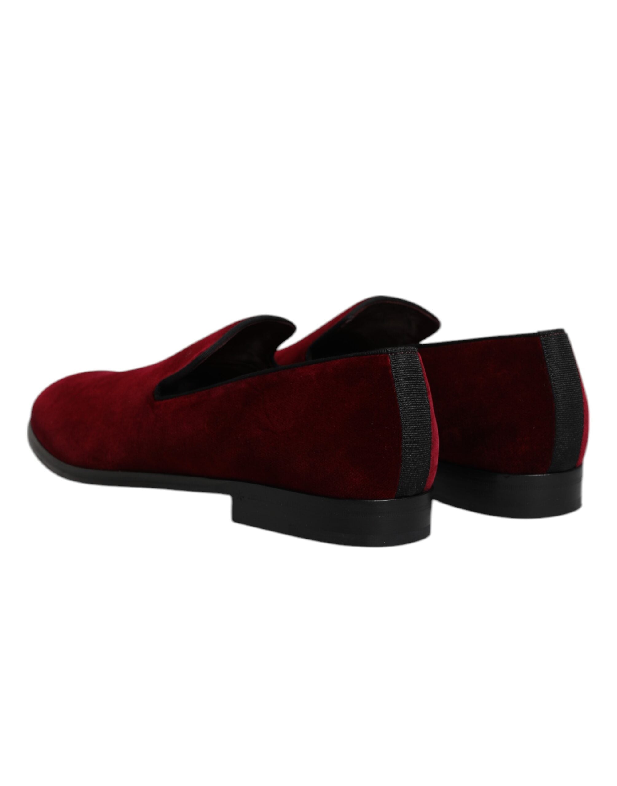 Red Cotton Velvet Slip-On Loafers Formal Shoes