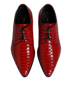 Red Exotic Leather Lace Up Dress Derby Shoes