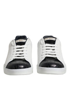 White Black Leather Portofino Sneaker Shoes
