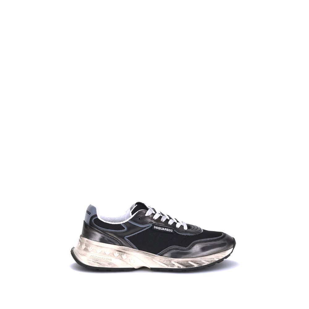 Schwarze athletische Sneakers aus Kalbsleder