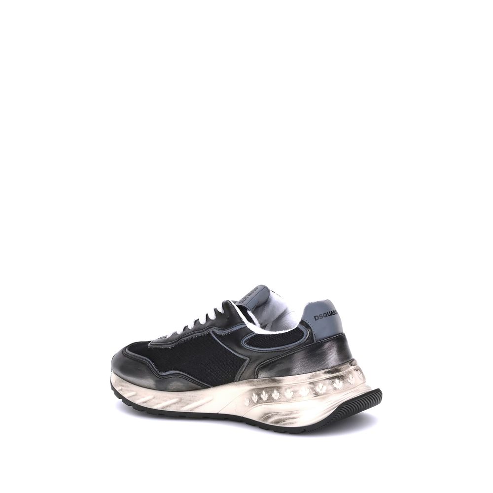 Schwarze athletische Sneakers aus Kalbsleder