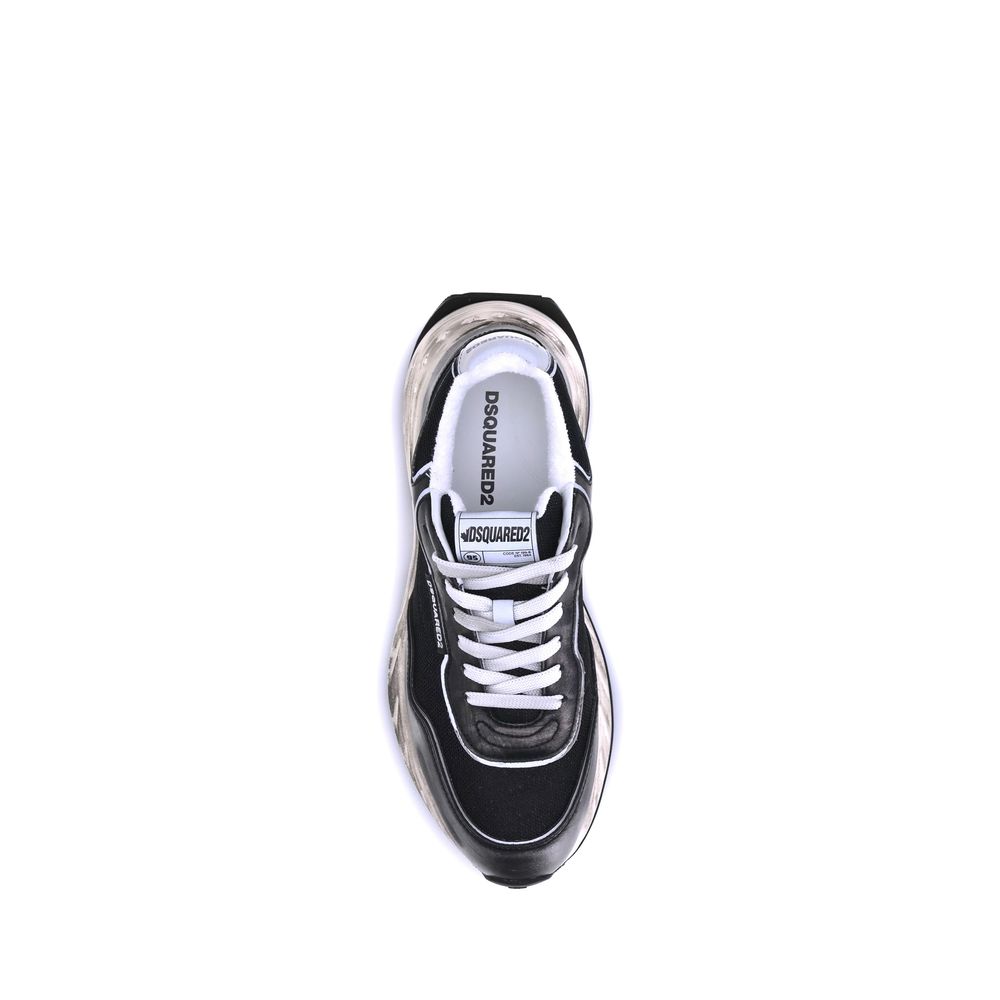 Schwarze athletische Sneakers aus Kalbsleder