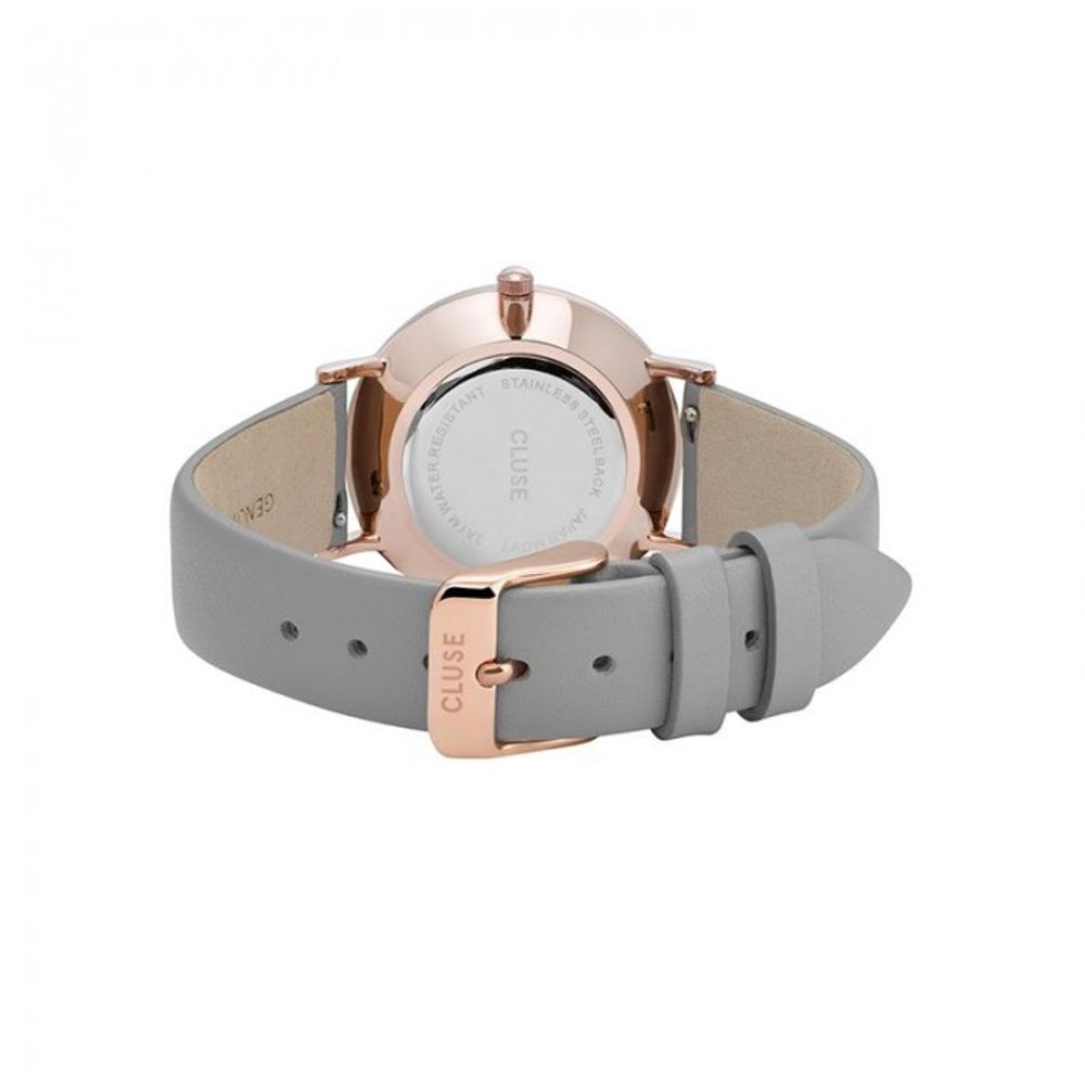 Graue Lederarmbanduhr