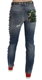 Distressed Embellished Buttons Jeanshose