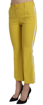 Gelbe Flared Bootcut Capri Baumwollhose
