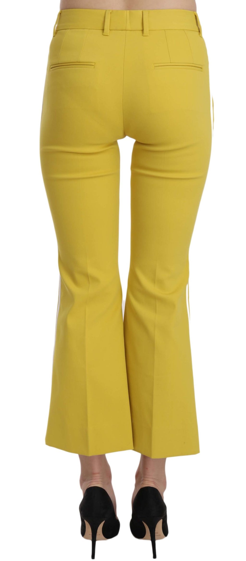 Gelbe Flared Bootcut Capri Baumwollhose
