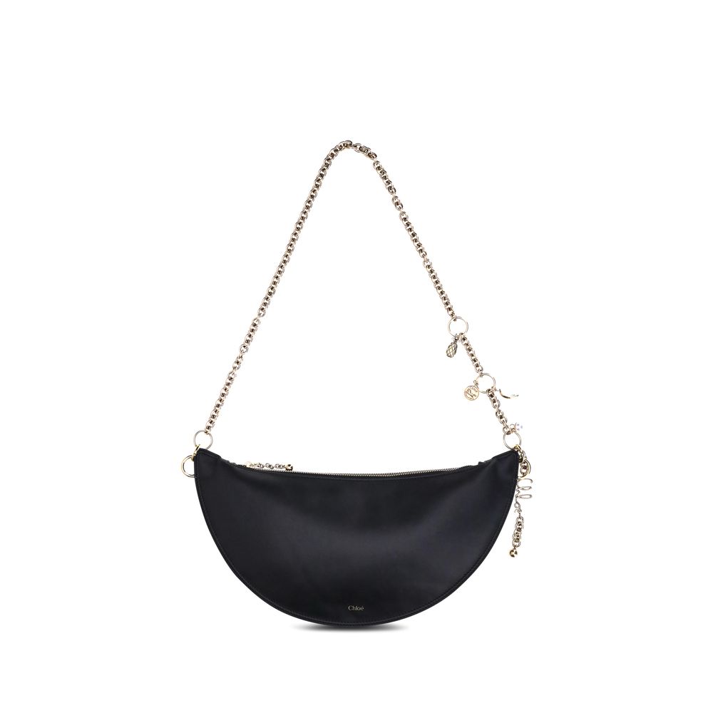 Schultertasche aus schwarzem Kalbsleder