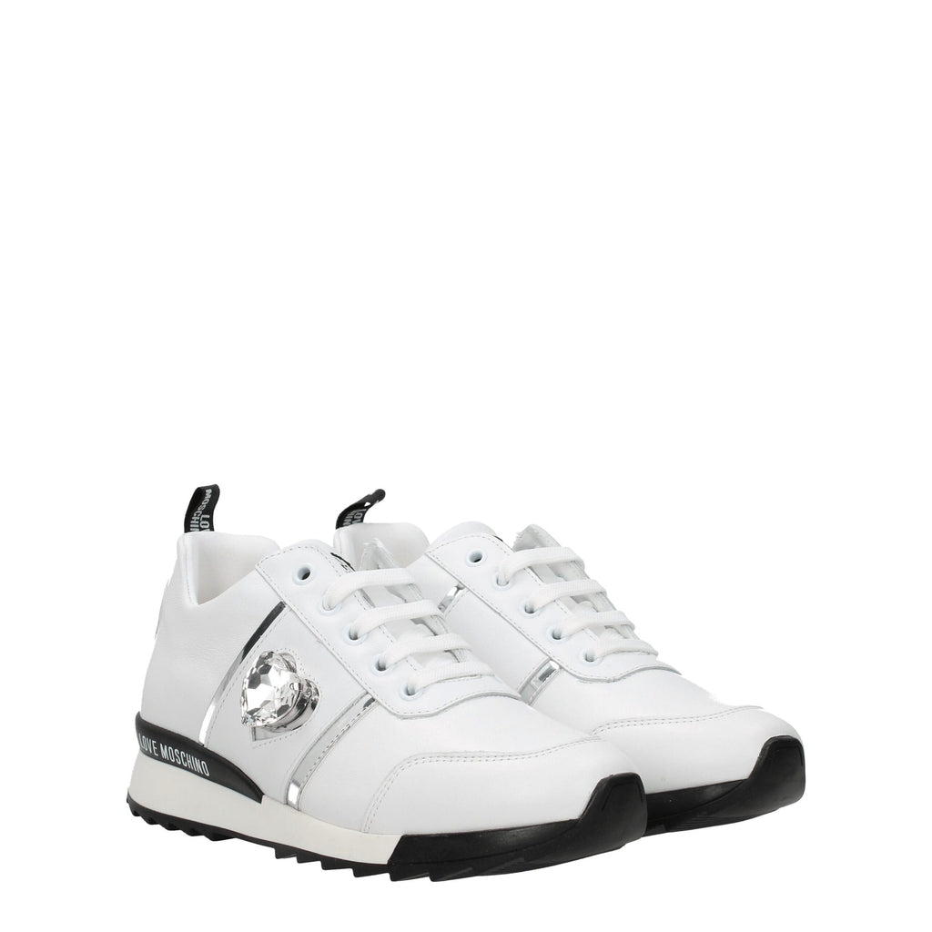 White Leather Low Top Sneakers