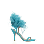 Green Leather Stiletto Heel Sandals