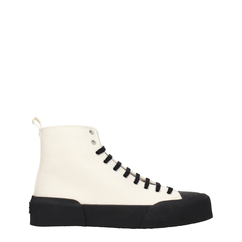 Beige Fabric High Top Sneakers