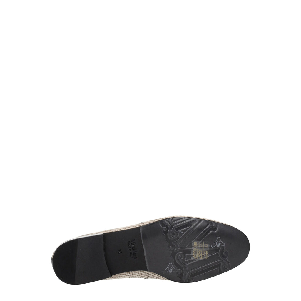 Beige Fabric Slip-On Loafers
