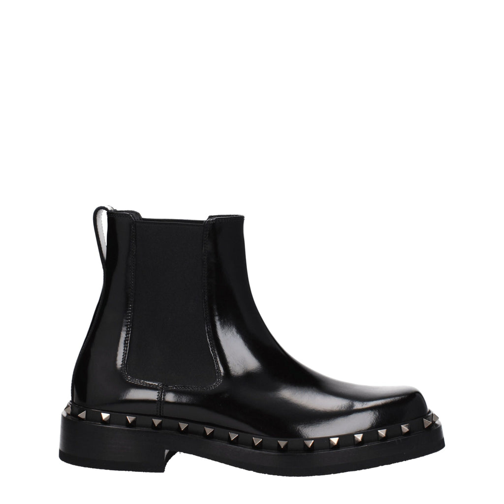 Schwarze Lederstiefeletten