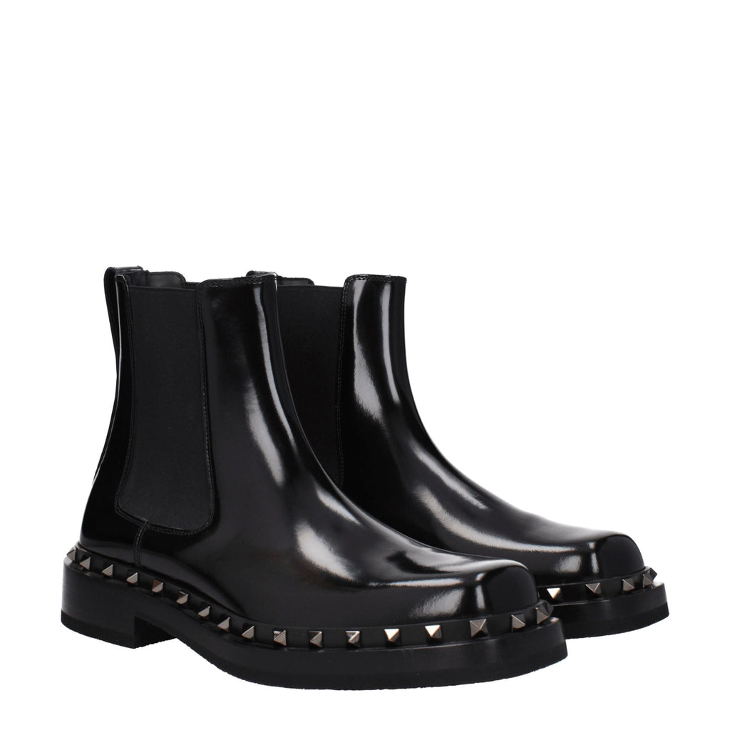 Schwarze Lederstiefeletten