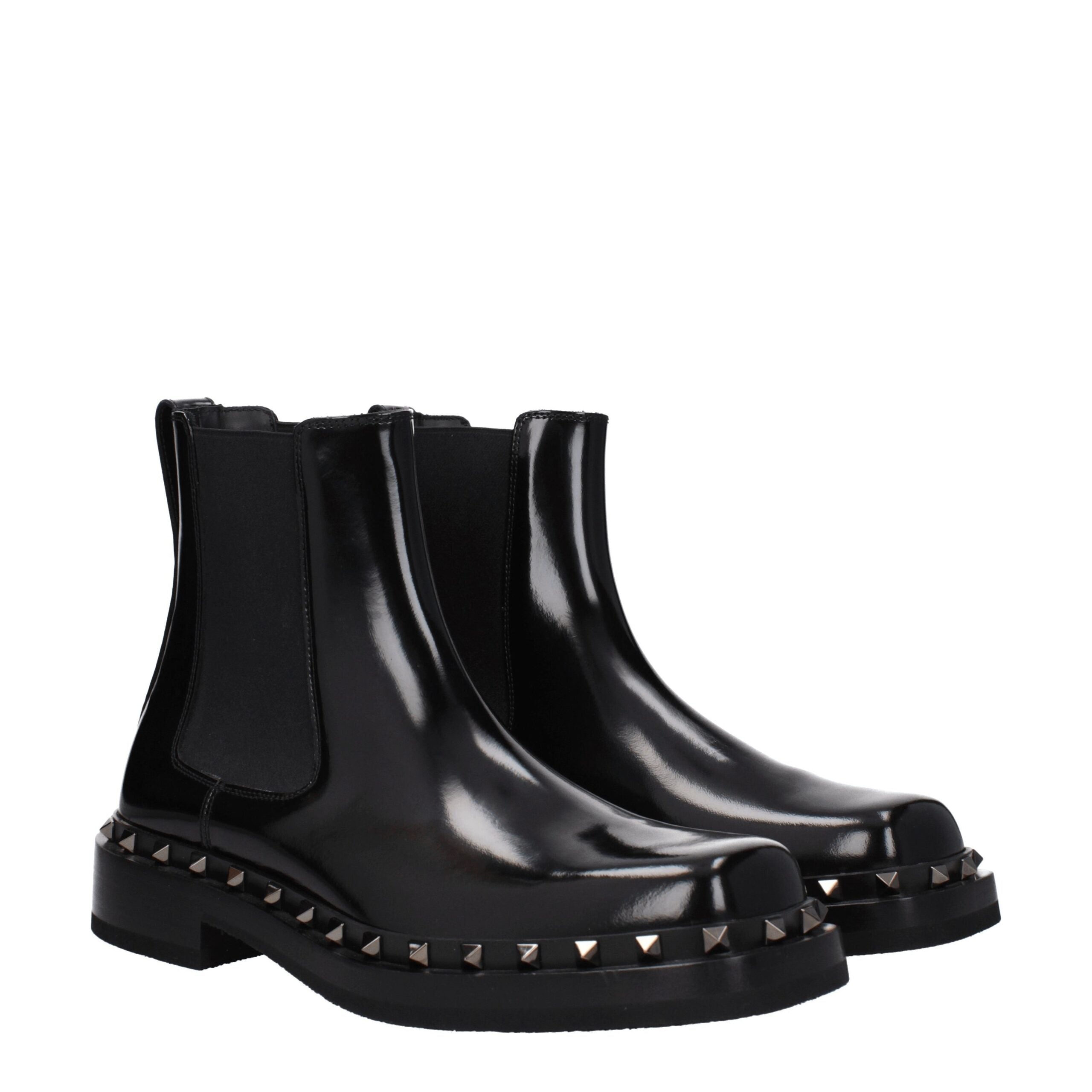 Schwarze Lederstiefeletten