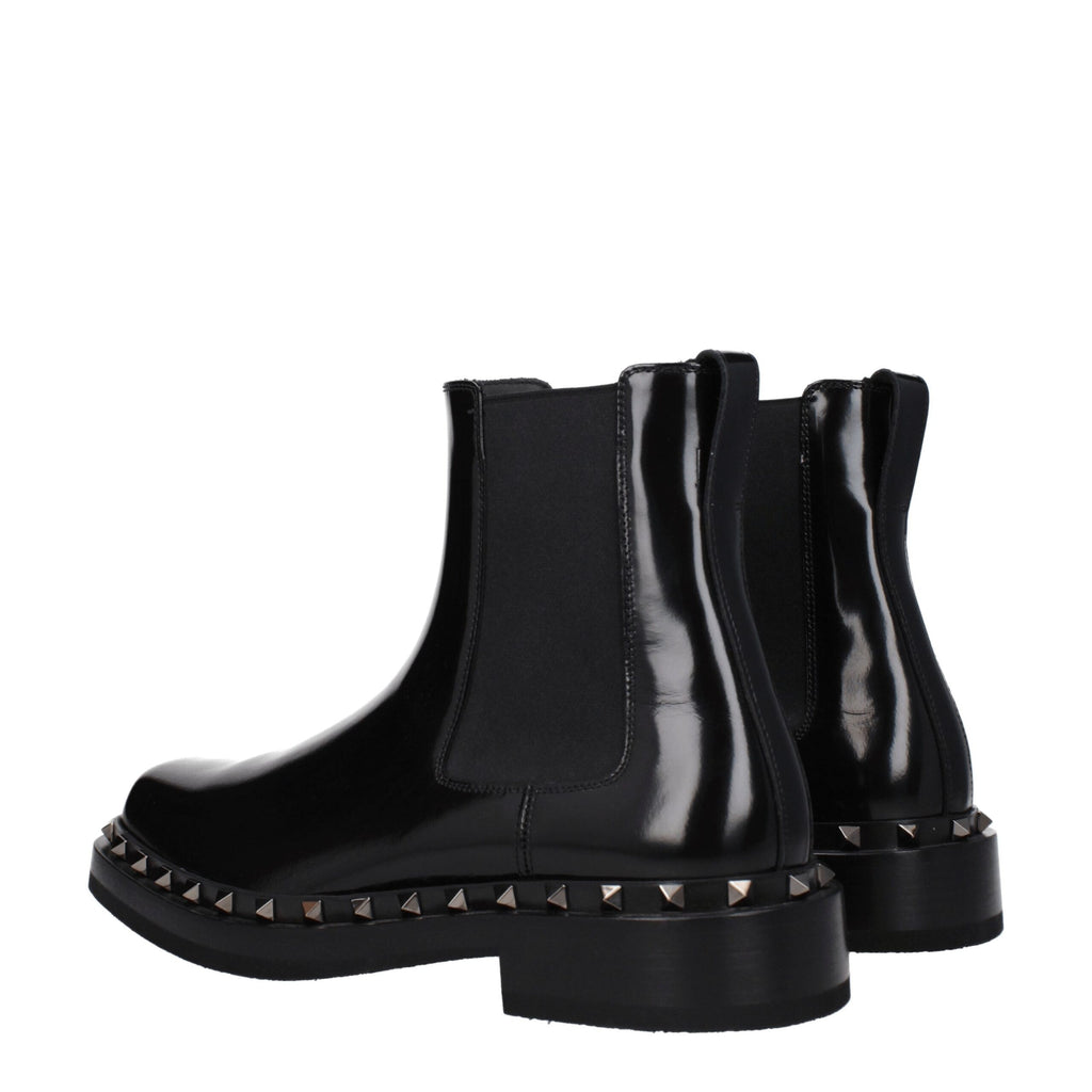 Schwarze Lederstiefeletten