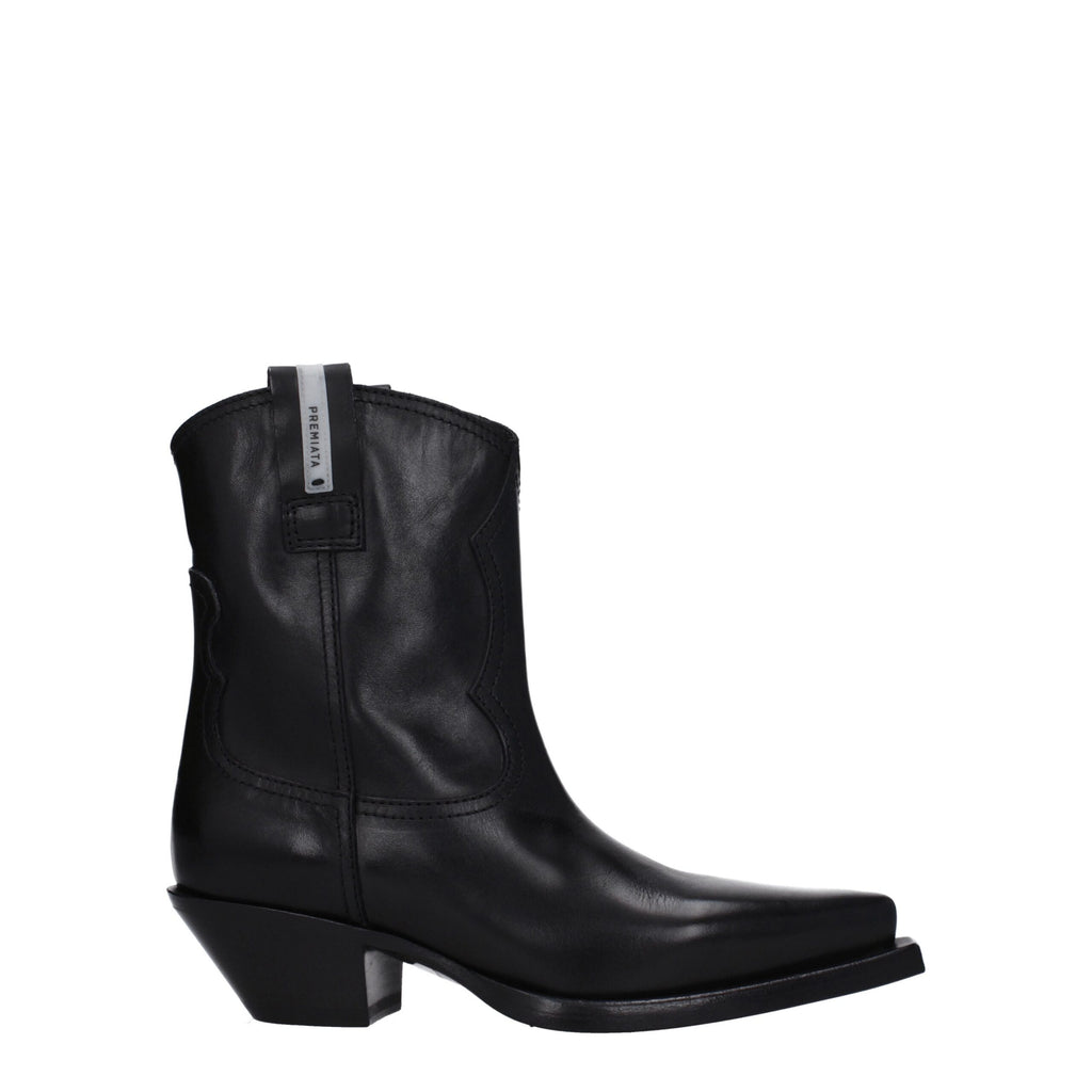 Schwarze Leder-Stiefeletten