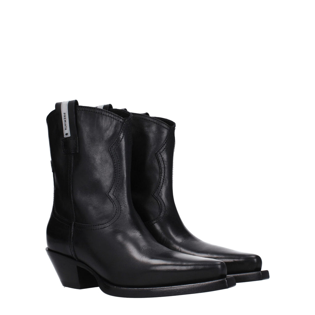 Schwarze Leder-Stiefeletten