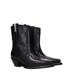 Schwarze Leder-Stiefeletten