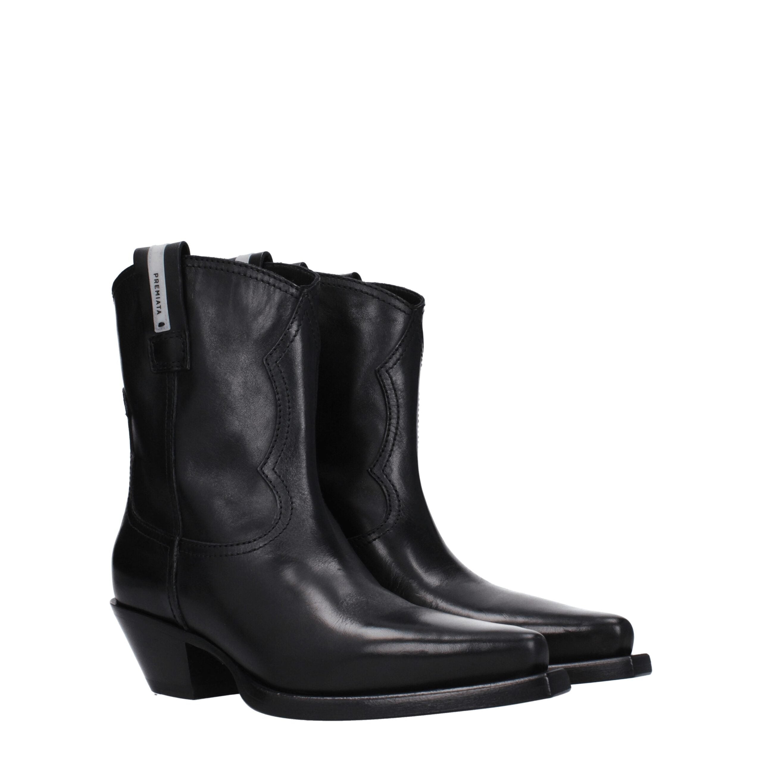 Schwarze Leder-Stiefeletten