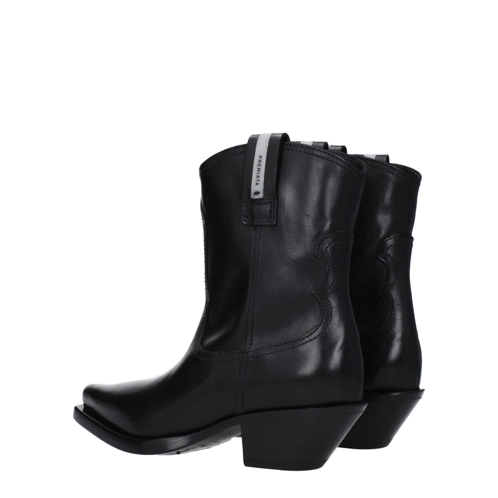 Schwarze Leder-Stiefeletten