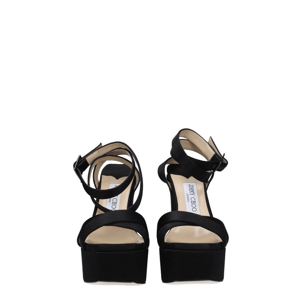 Sandalen mit Plateau aus schwarzem Satin