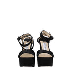 Sandalen mit Plateau aus schwarzem Satin