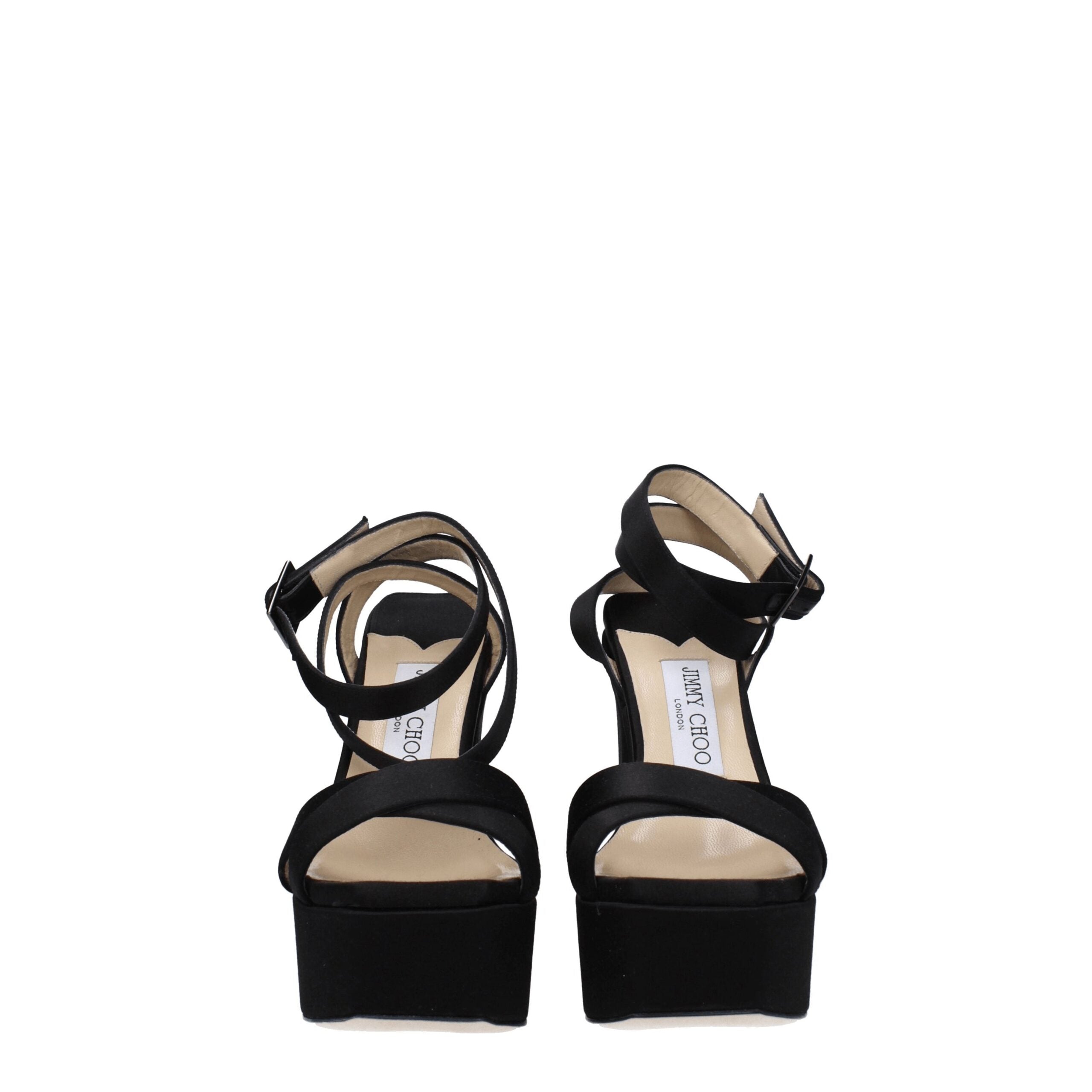 Sandalen mit Plateau aus schwarzem Satin